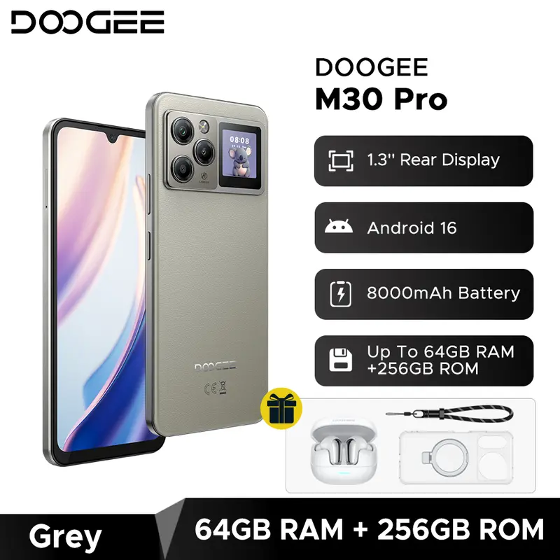 World Premiere DOOGEE M30 Pro Smartphone 1.3'' Rear Display 8000mAh 6.88'' Screen 64GB RAM(8GB+56GB) 256GB ROM Android 16 NFC - Image 8
