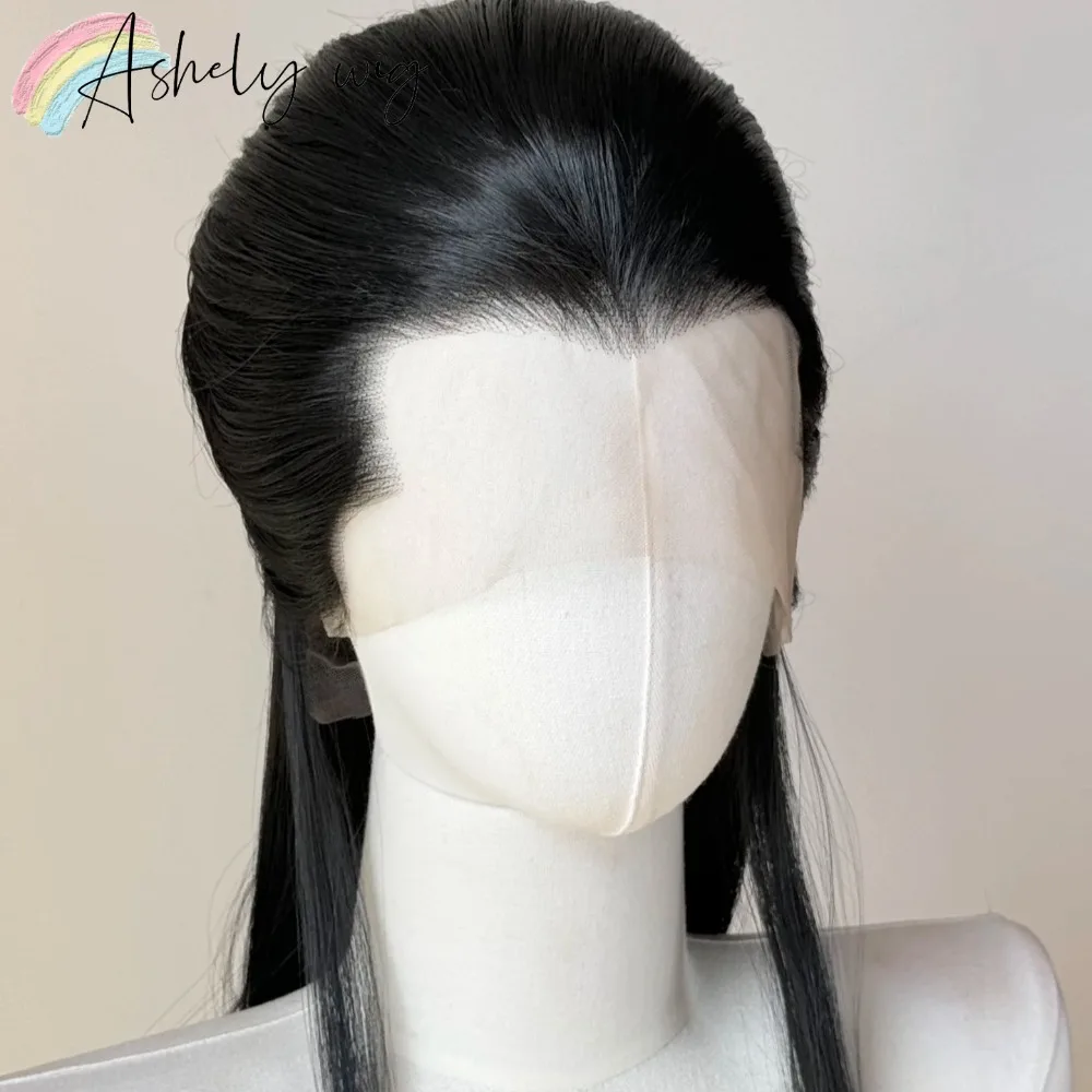 Ashely Widow's Peak Wig Black Lace Front Wig 26inch 13*4 Synthetic Lace Wigs Straight Hair Heat-resistant Fibers Cosplay Wigs