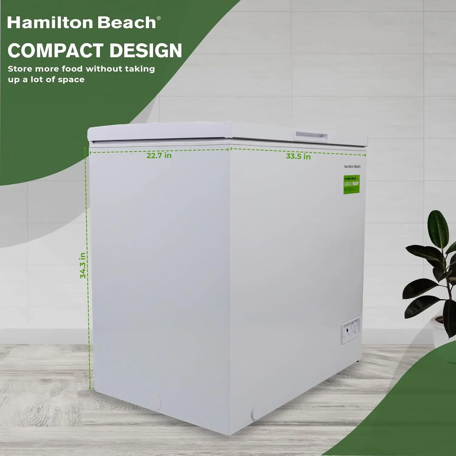 Beach HBFRF700-WHITE-COM, Chest Deep Freezer, 7 Cu. Ft. Capacity, Adjustable Thermostat-Removable Vinyl Coated Wire Bas