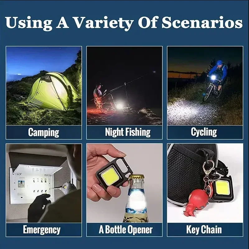 Mini LED 1800LM Flashlight Keychain Multifunctional Portable COB Camping Lamps USB Charging Work Lights Fishing Lanterna 10PCS led flashlight camping lamp led work light camping lights keychain light work light usb night light