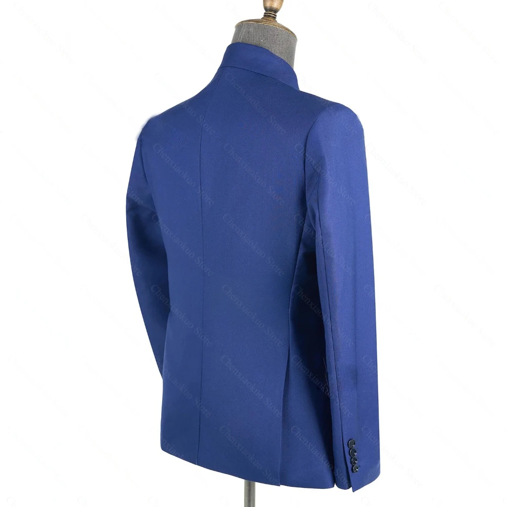 Men Suits 2 Piece Fashion Stand Collar Single Breasted Wear Official Daily Formal Casual Business Male Suit (Jacket+Pants)