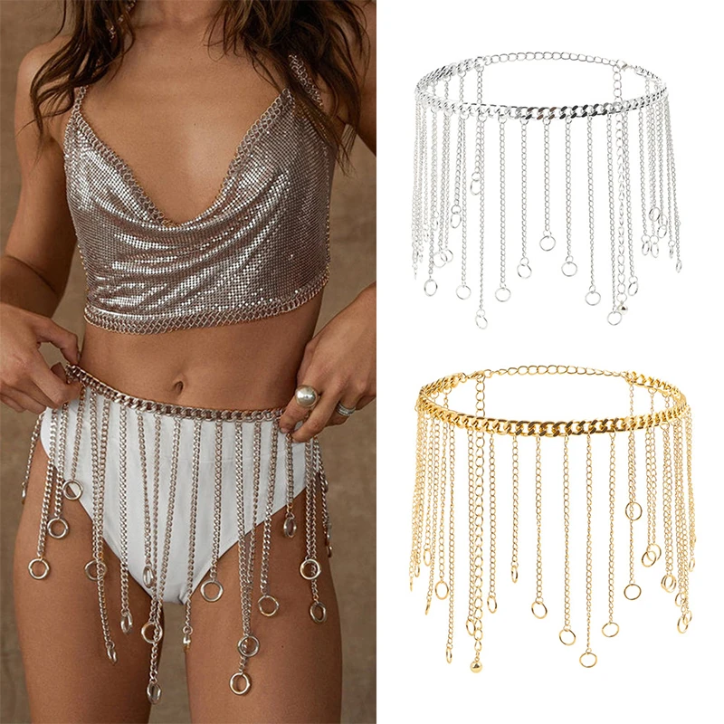 

Fashion Tassel Pendant Waist Chain Sexy Women Metal Body Chain Nightclub Party Dress Belt Beach Bikini Chain Clothes Accessories