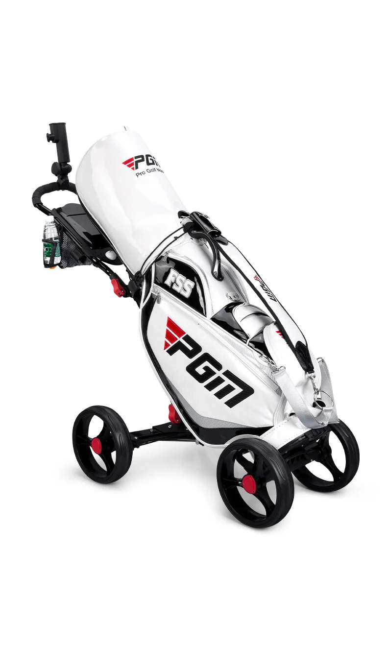 Pgm New Golf Foldable Four-Wheeled Ball Cart Trolley Umbrella Rack Bottle Cage Manual Brake