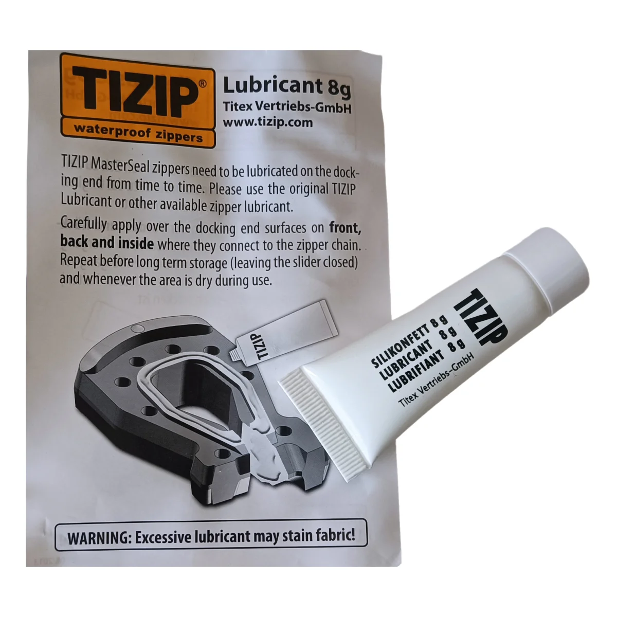 TIZIP Waterproof Zipper Care ZIP LUBRICANT 8g for Drysuit Wetsuit Diving Ortlieb Bag Canmore Bannatyne Moose Highland Bagpipe Pipes