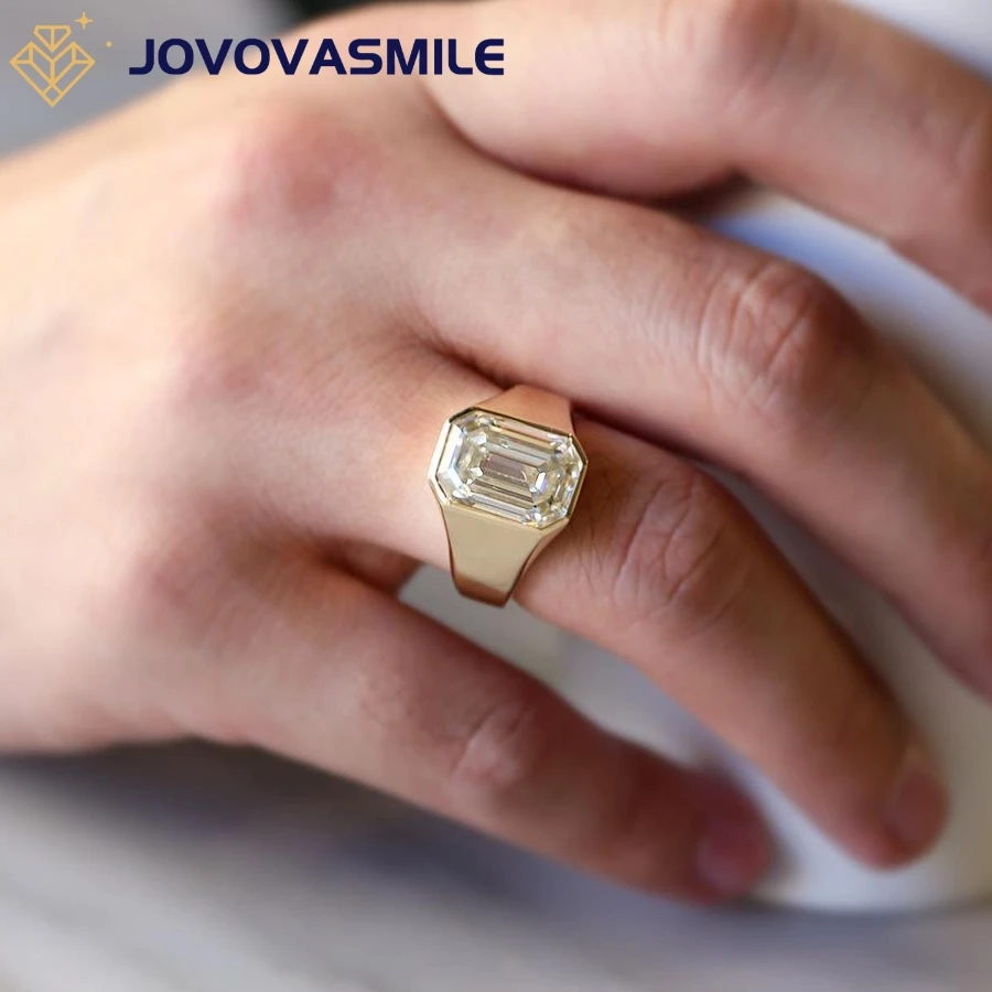 

JOVOVASMILE 7.5 Carat Moissanite 13.25x9mm Old Mine Emerald Cut Vintage White Color 14K Yellow Gold