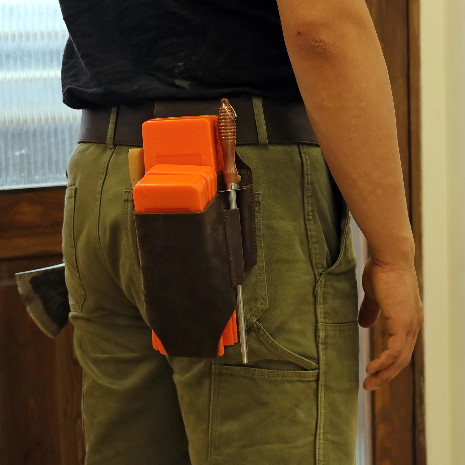 Cinturón Portaherramientas TOURBON Funda De Cuero Genuino Para