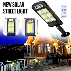 Lampe Solaire LED 160 COB pour Éclairage Extérieur Applique Murale Étanche, avec Détecteur de Mouvement PIR, Télécommande Intelligente, Lumière de Sécurité pour le Jardin, 1200W 