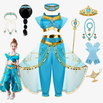 여아용 재스민 코스프레 의상, 아라비아 공주 드레스, 어린이 생일 파티, 크리스마스 멋진 드레스