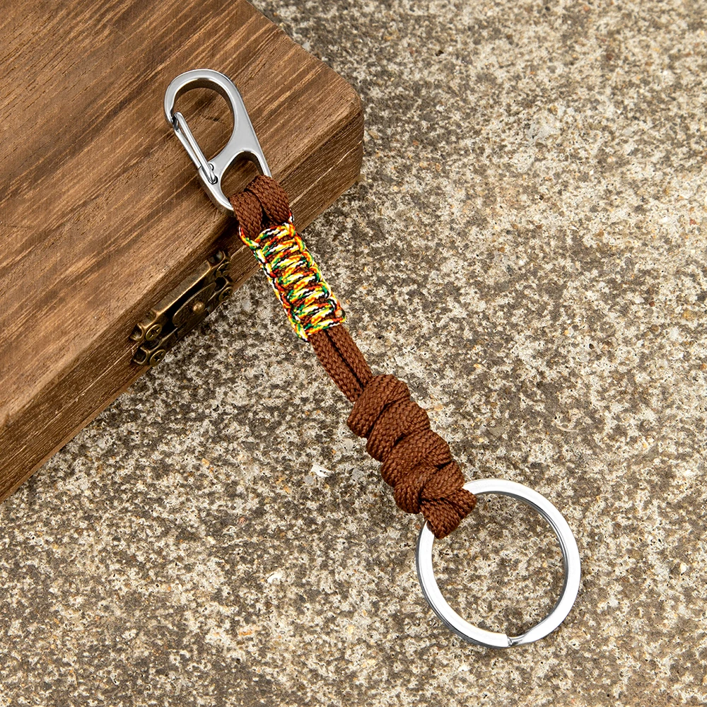 Mabor Portachiavi Paracord Con Clip E Anello, Arancione, Accessorio Da Uomo E Donna Per Zaino E Outdoor, 2 Pezzi