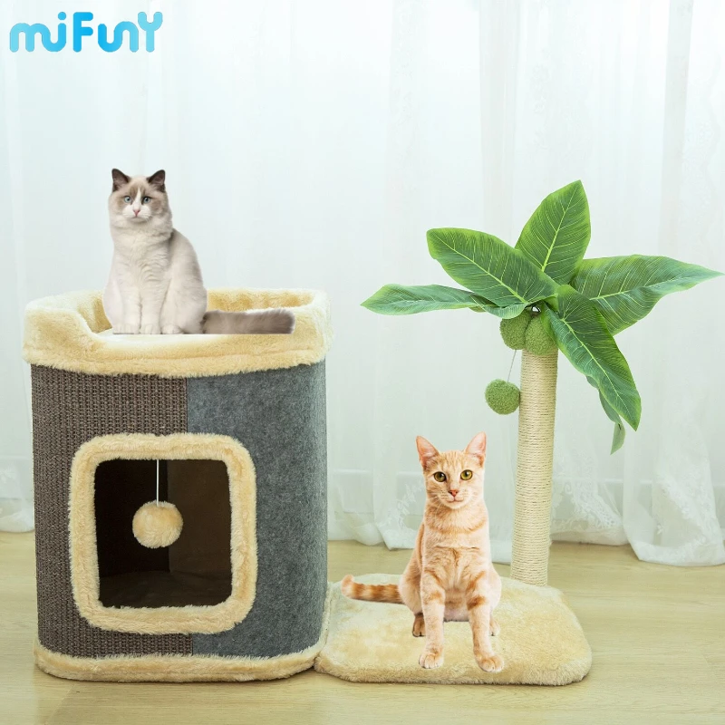 

MiFuny Cat House Scratcher Coconut Tree Cat Climbing Frame Sisal Hemp Cat Scratching Post Tower for Cats Toy Casitas Para Gatos