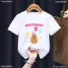 5th/6th/7th/8th/9th Birthday Capybara Balloon Printed Tshirt Girls/Boys Funny Kawaii Kids Clothes Fashion Solid T-Shirt Tops 2