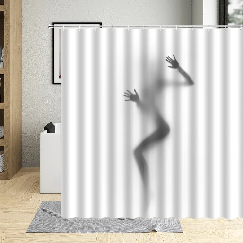 Women Shadow Pattern Shower Curtain Sexy Girl Portrait Painting Fabric Waterproof Bathroom Curtains For Home Decor With Hooks 6