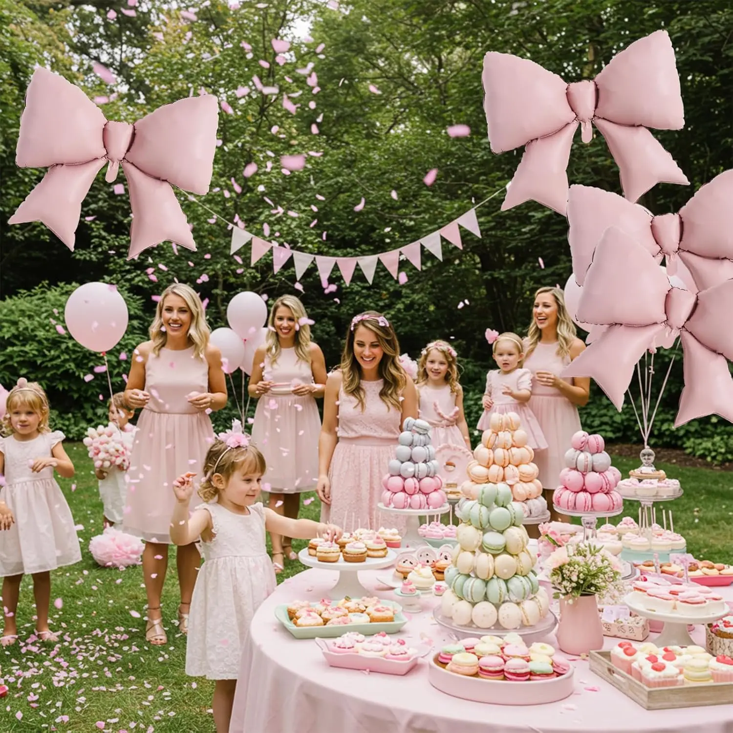 5 Stück/38 Zoll rosa/rot/blau/braun karierte Schleifenballons/Gingham-Schleifenfolienballons für Partyzubehör – Detail 12
