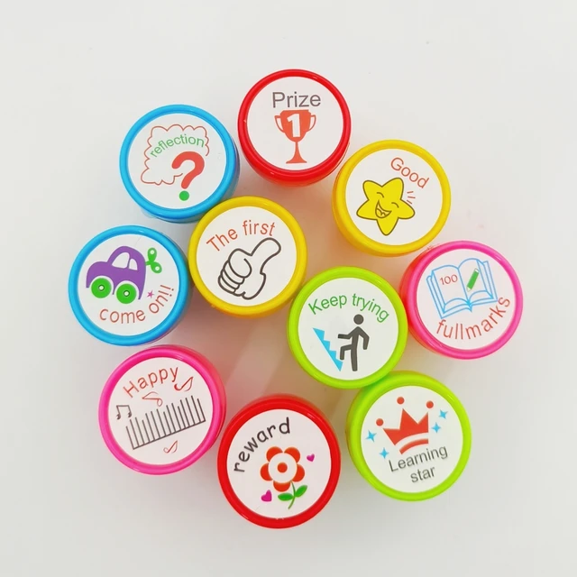 10pcs/Set Papeleria Stamp Toys Diy Sellos Para Profesores Carimbo Stempel  Timbres Teacher Appraise Stamps for Kids - AliExpress