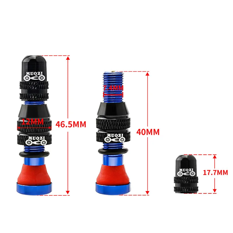 Bike Schrader Valve 60mm Tubeless Tire A/V Valve CNC Nipple Wheel For MTB Road Bicycle Tubeless Rim 2PCS