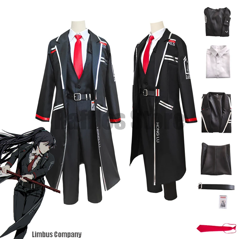 

Limbus Company Uniforms Hong Lu Faust Cosplay Costume Men Women Black Coat Pants Outfits Halloween Carnival Party Suit Unisex