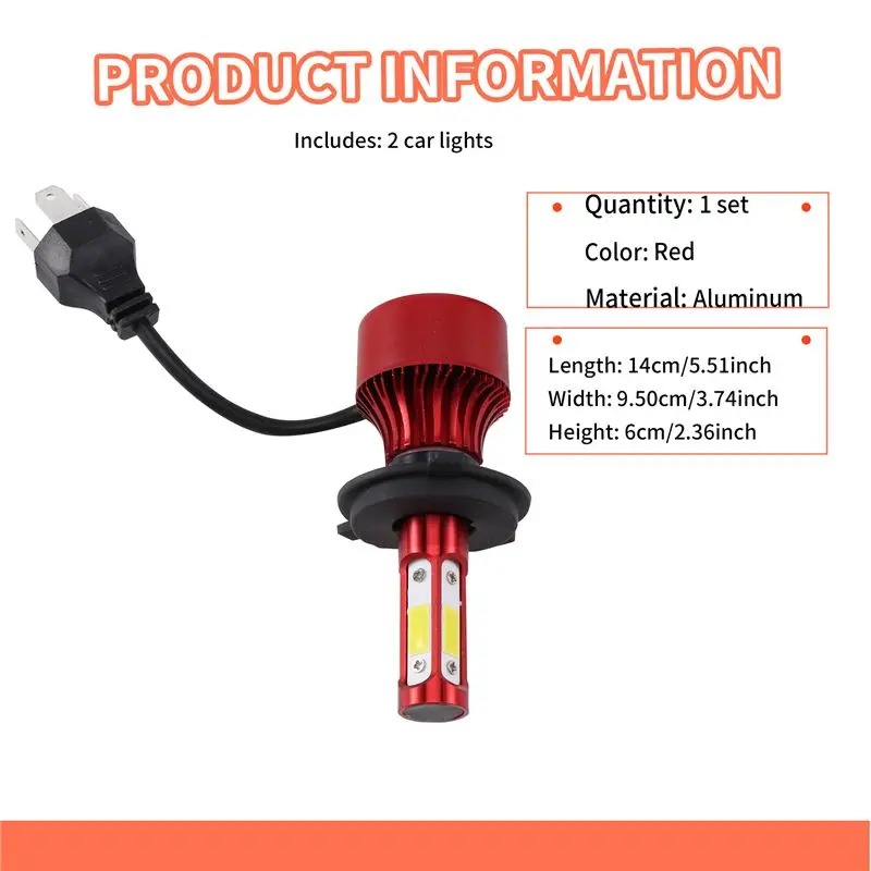 Classy-H4 Hb2 9003 2200W 330000Lm 4면 LED 헤드라이트 키트 Hi/Lo 전원 전구 6000K