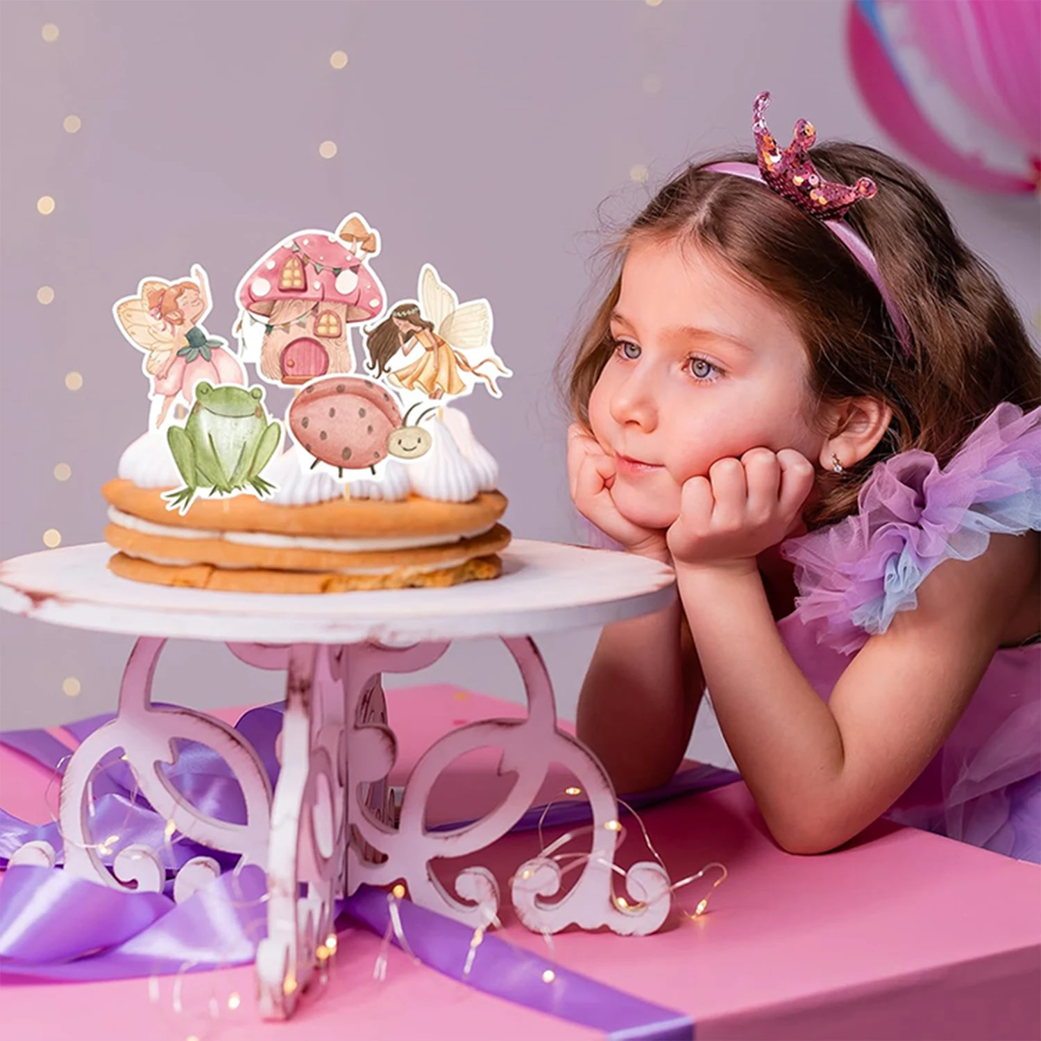 24PCS Fee Cupcake Topper Feen Party Kuchen Picks Garten Birne Geburtstag Party Dekorationen für Elfen Thema Baby Dusche liefert – Detail 10