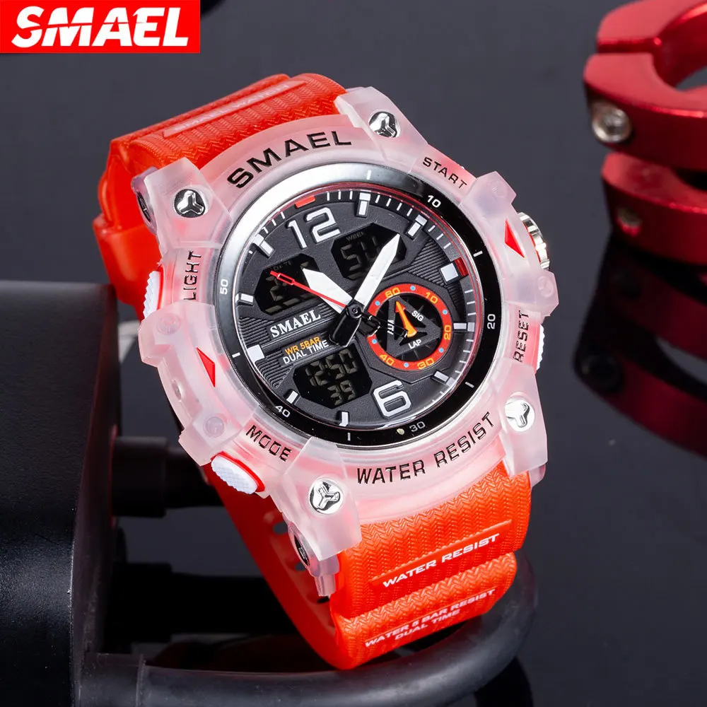SMAEL 8007 Electronic Watch Sports Outdoors Waterproof Shockproof Chronograph Dual Display Silicone Strap Men Wrist Watches 4