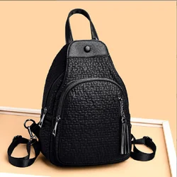 New Fashion Tassels Designer Women High Quality Leather Backpack Large Capacity Shoulder Bags School Bag Totes Travel Backpacks