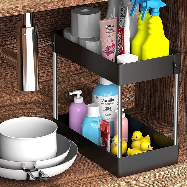 Under Bathroom Sink Storage 2 Tier Drawer Organizer Bath Collection Sliding Baskets Under Sink Cabinet Storage Cosmetics Storage