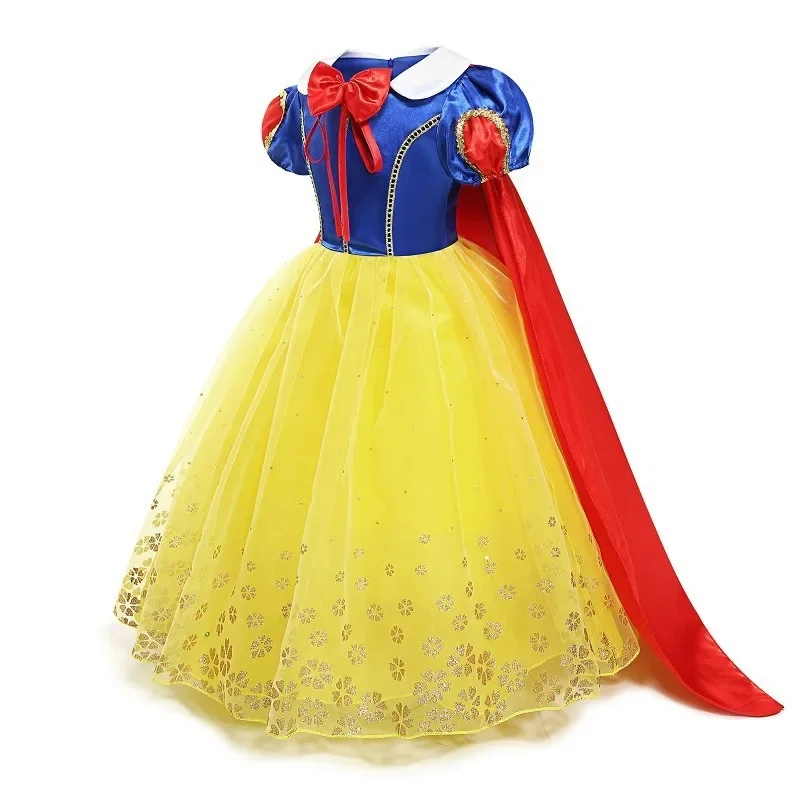 Vestido de Blancanieves de Disney para niñas, disfraz de princesa con capa, vestido de baile de encaje para Halloween, ropa de fiesta de cumpleaños para niños