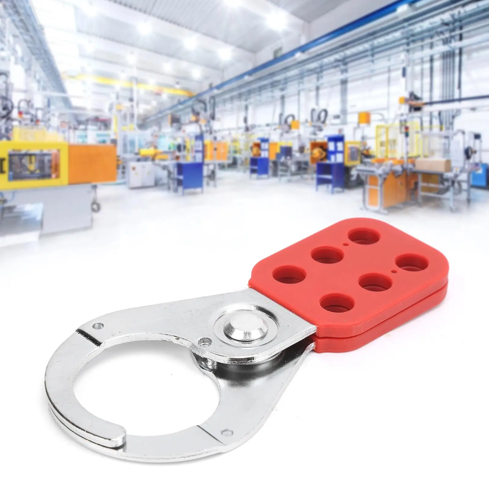 6-Hole Lockout Hasp Security Tool-Steel & Plastic Insulation, 1.5in Jaw Diameter for Industrial Use