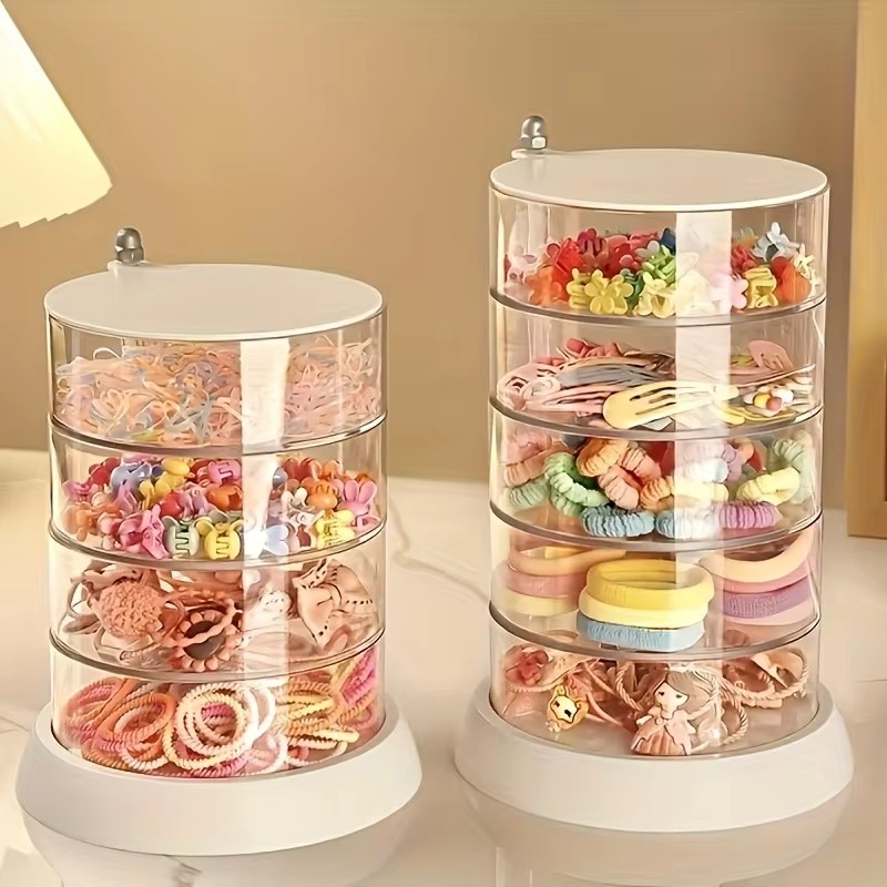 Multi-Layer Rotating Jewelry Organizer For Ear Studs Necklaces Bracelets Headbands Jewelry Dust-proof Storage Box