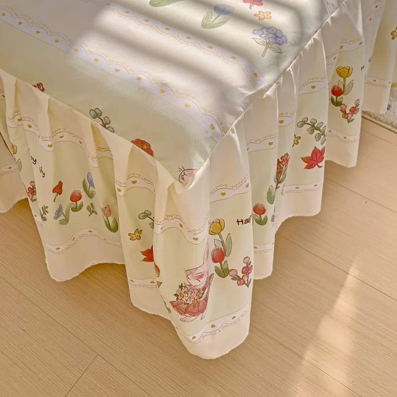 1PC Flower Bed Cover Ruffles Lace Bed Skirt Girls Bedsheets Skirt Sheets Soft Polyester Mattress Covers (Pillowcase Need Order) 5