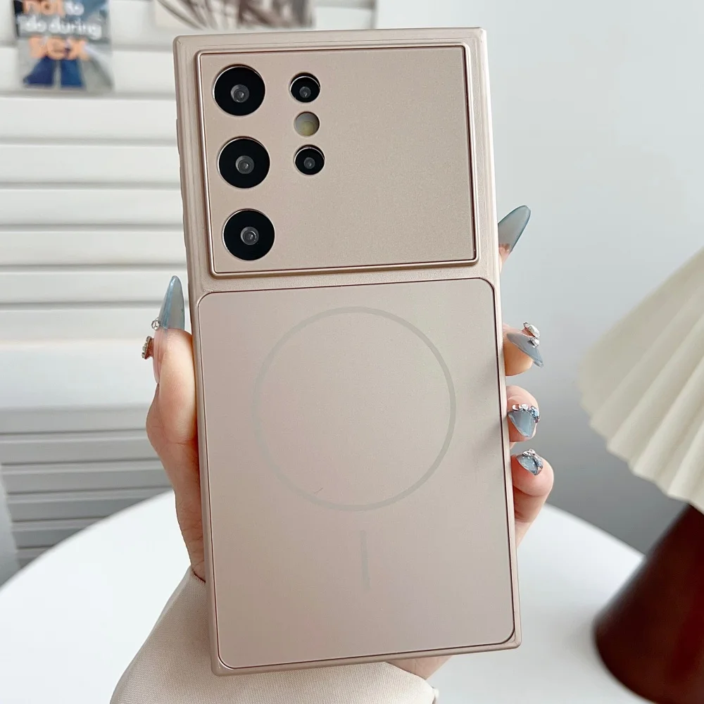 Metallic Paint Magnetic Case with Large Window Camera Protection and Wireless Charging Compatibility