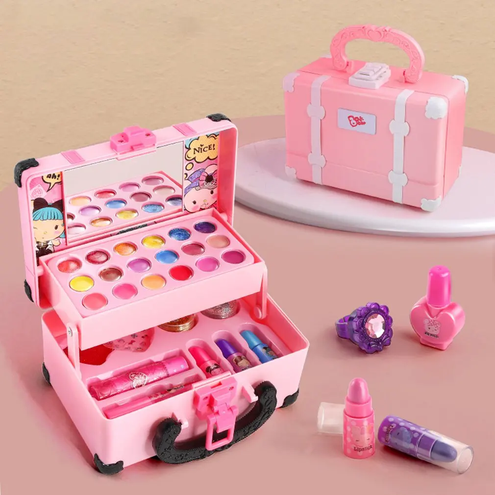

Children Makeup Set Cosmetic Simulation Pretend Play Toys Lipstick Nail Polish Bag Educational Toys Washable Kids Birthday Gift