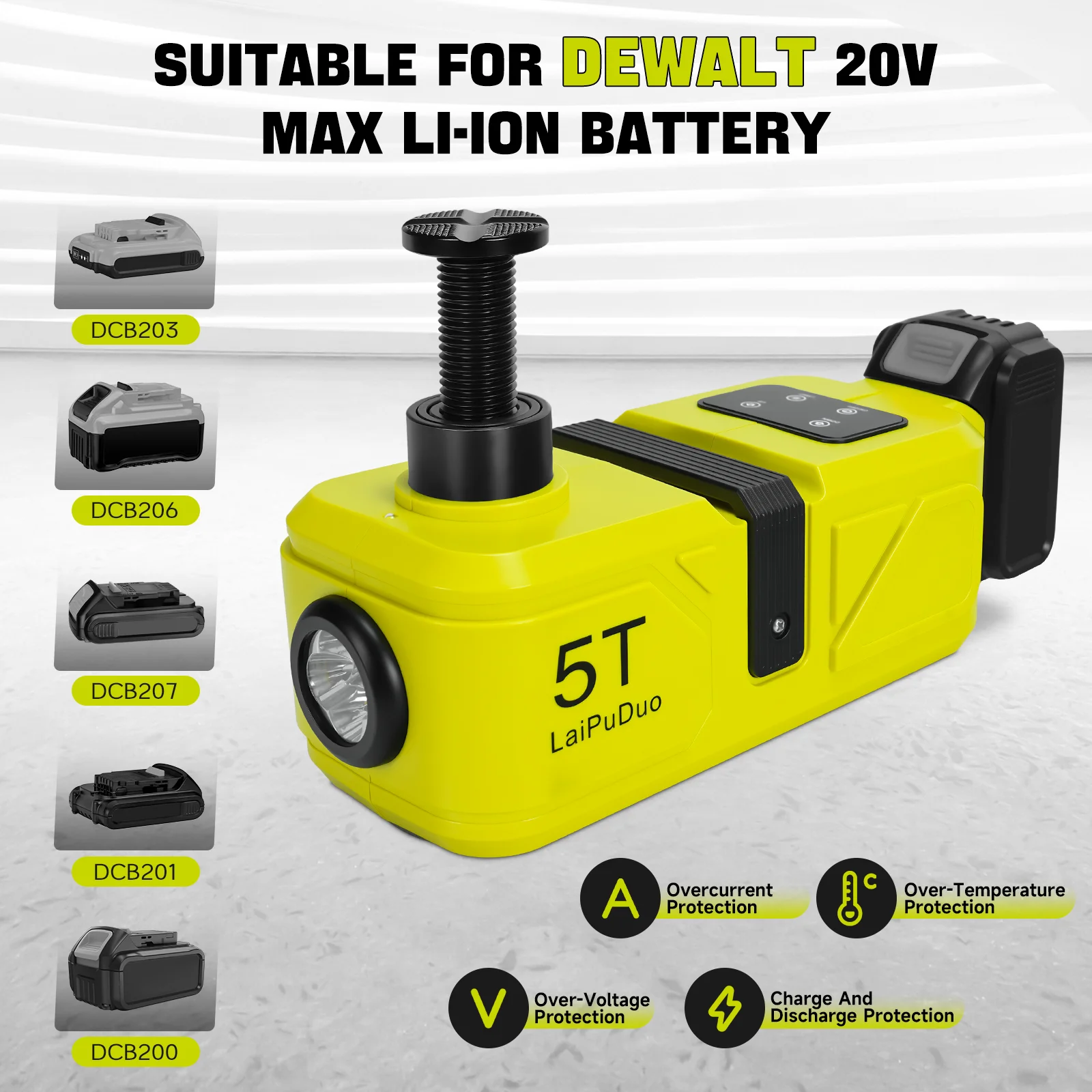 Electric Car Jack 5 Ton Hydraulic Floor Jack Cordless Automatic Tire Change Emer
