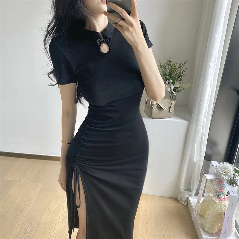 Vintage Sexy Sleeveless Female Qipao Classic Elegant Mandarin Collar Long Cheongsam Sexy Slim Split Chinese Dress Vestidos