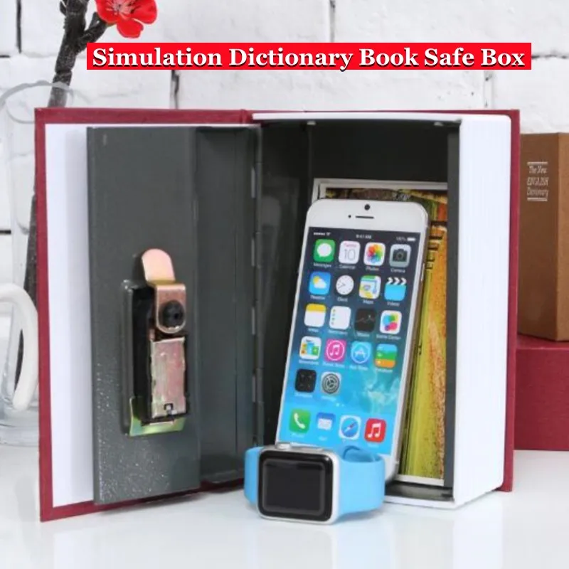Simulazione Dictionary Book Safe Box Hidden Secret Safe Key Lock Coin Bank Card Jewellery Diario Privato Storage Password Locker L