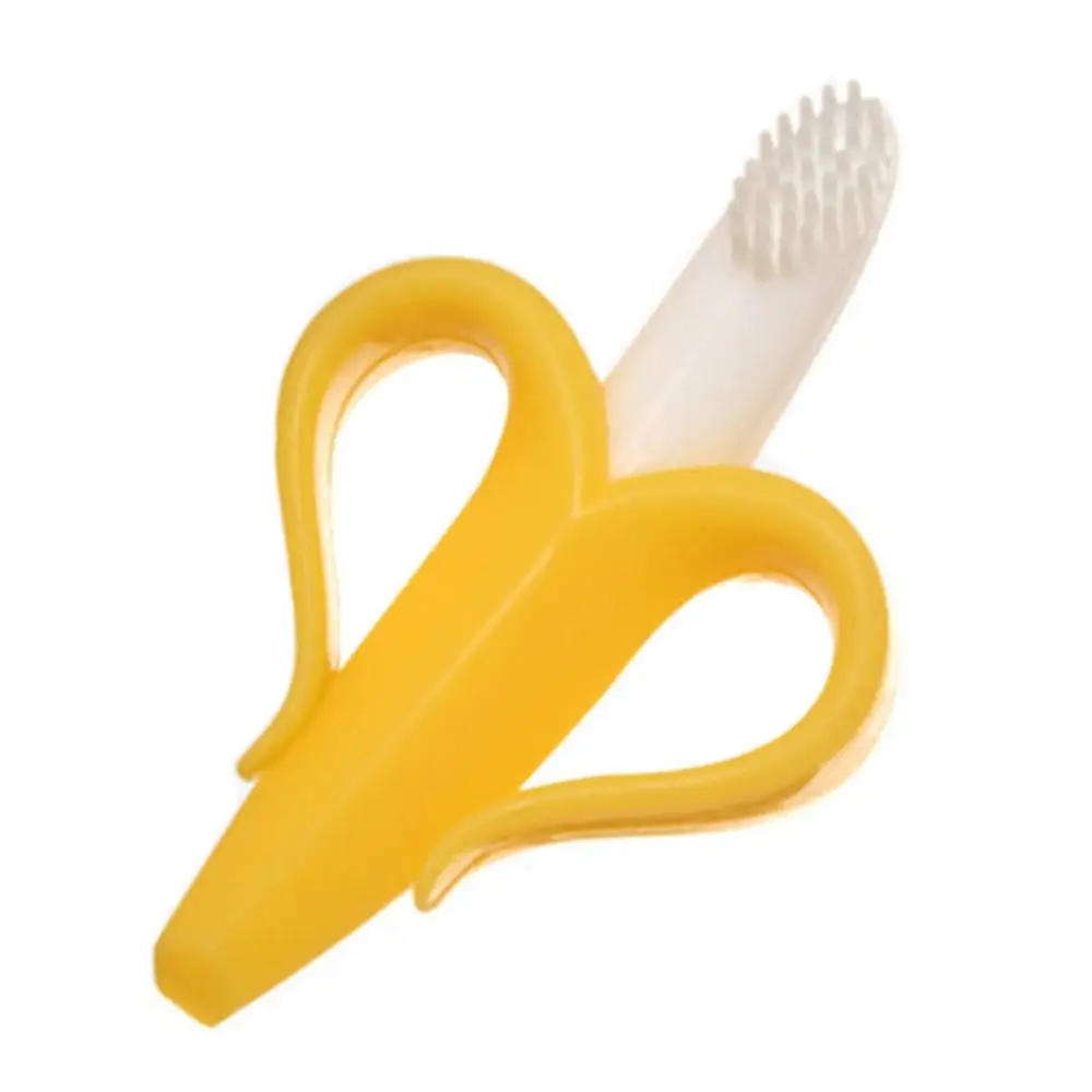 

Baby Silicone Training Toothbrush Banana Shape Safe Toddle Teether Chew Toys Teething Ring Gift Infant Baby Chewing