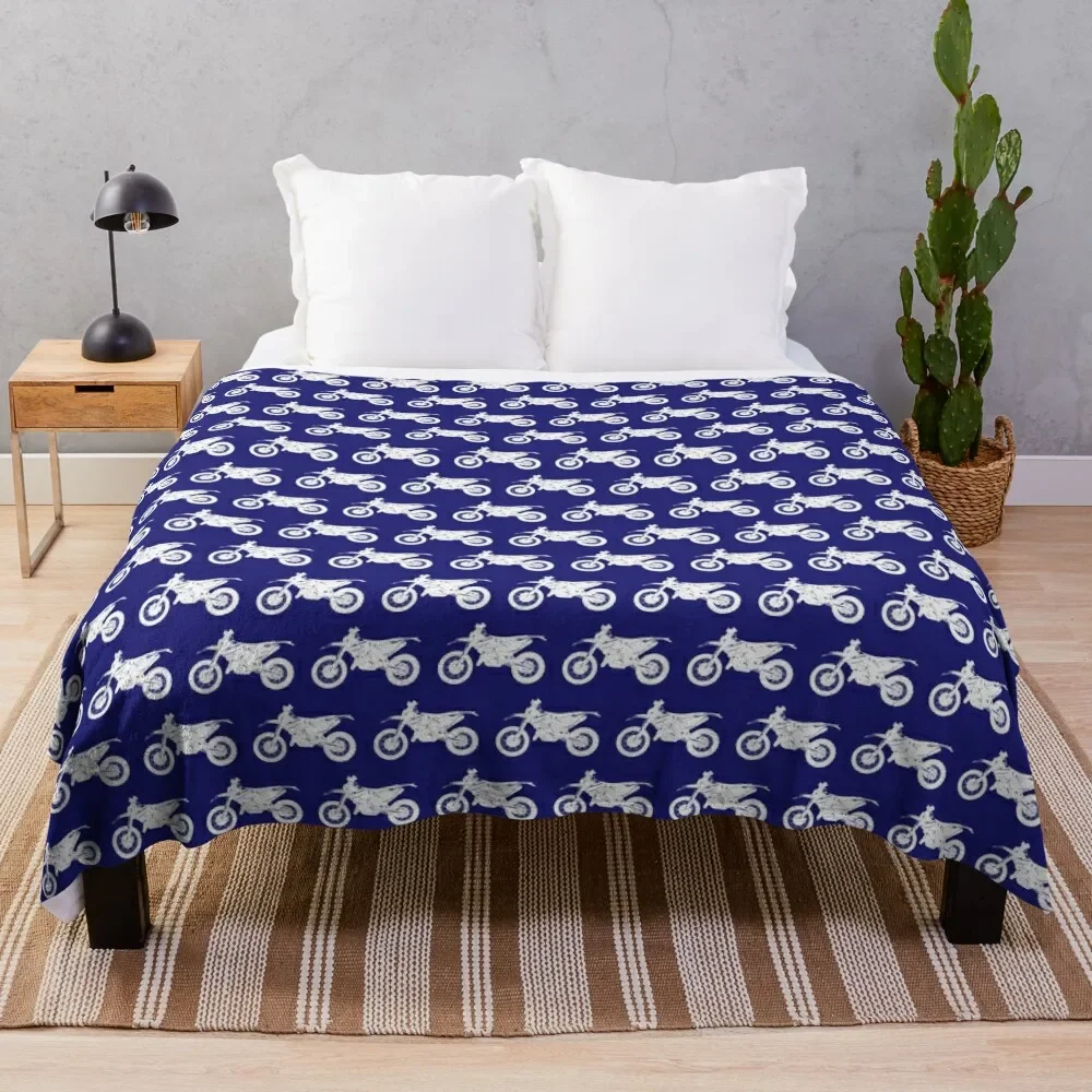 

Dirt Bikes on Midnight Blue Throw Blanket Bed Fashionable Plush Blankets For Bed Luxury St Blankets
