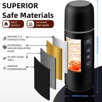 Tasse chauffante pour voiture 12V/24V, tasse de camion de thé à café réglable à température de 500ml avec Protection contre les brûlures sèches en acier inoxydable 304 et sac de tasse 5