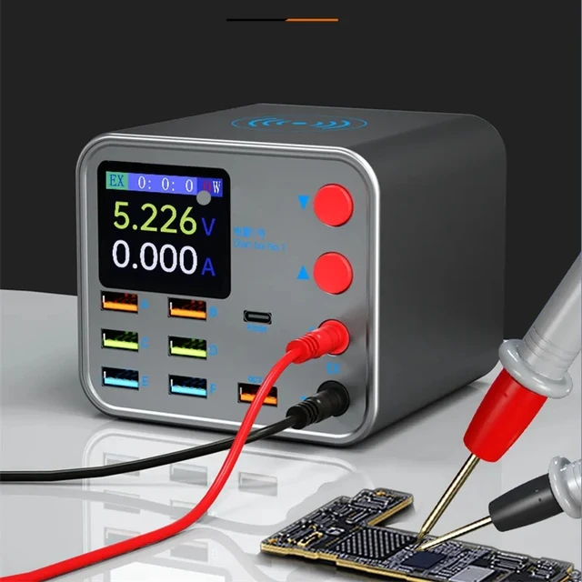 Multi-Function 8-Port PD Rapid Fast Charger Mobile Phone Current Data Line Detection Wireless Charging for iPhone Samsung Xiaomi 5