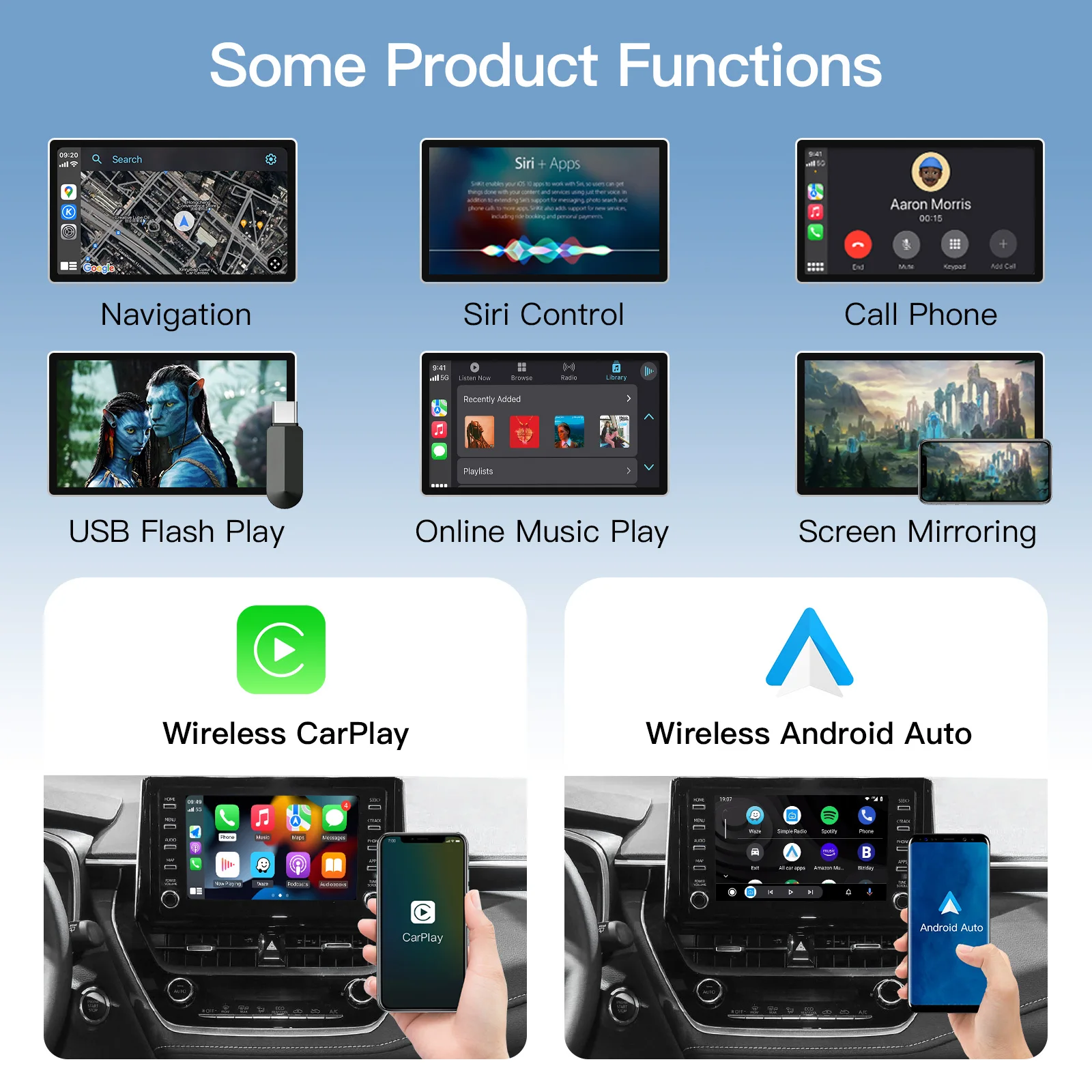 CARABC Wireless  Carplay Android Auto For TOYOTA Touch2 Entune2.0 Highlander Tundra Sienna Prius Yaris Camry CHR Module