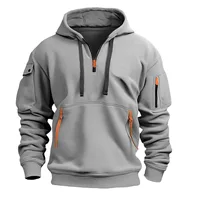 2024 New Multi Pocket Zipper Fleece Hooded Casual Shirt for Men and Women Plus Size Loose Pullover Fashion Sweatshirt top 2