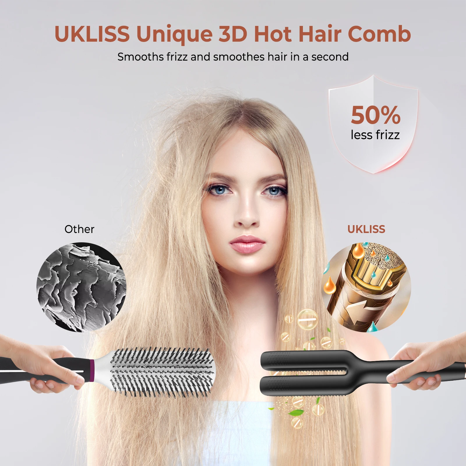 Electric Hot Comb Multifunctional Straight Hair Straightener Comb Negative Ion Anti-Scalding Styling Tool Straightening Brush 3