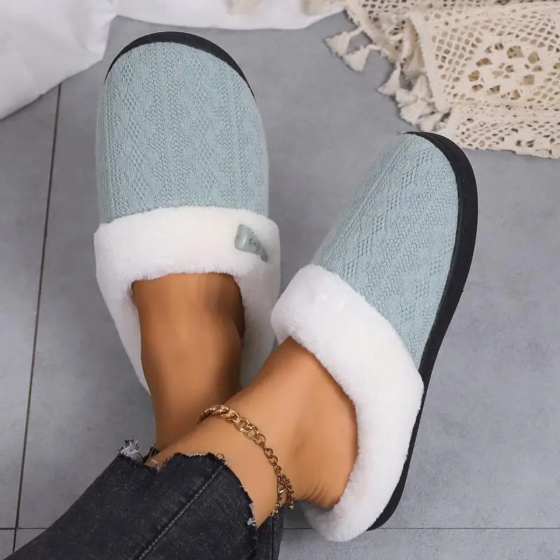 Platform Fluffy Slippers Women House Plush Fashion Designer Winter Shoes Ladies Flats Warm Home Casual Footwear Elegant Big Size — view 5