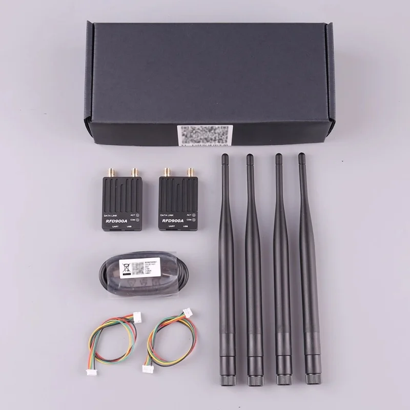 Module télémétrie RFD900A 915MHz monté sur drone APM PIX, câbles branchés
