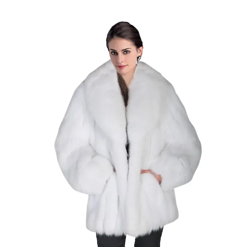 Fur Grass Coat Women's New Fox Imitation Mid Length Combination Top Fur Women's Mid Length Leather Coat