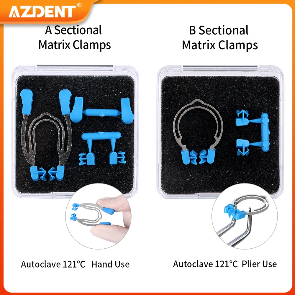 

AZDENT Dental Sectional Contoured Matrix Clip Matrices Clamps Wedges Metal Spring Rings Forming Sheet Clip Dentist Tools