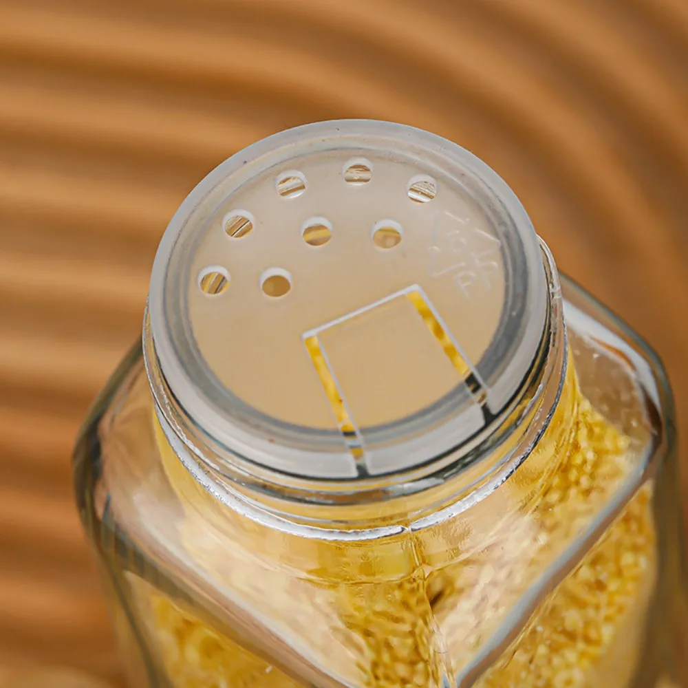120ml 4oz Glass Spice Jars Transparent Perforated Seasoning Jar with Bamboo wood lid Kitchen Pepper Storage Container 4