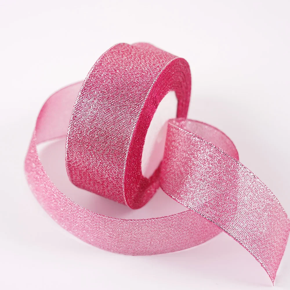 Glitter Organza Ribbon Bow for Decorations and Gift Wrapping, 40mm x 22m