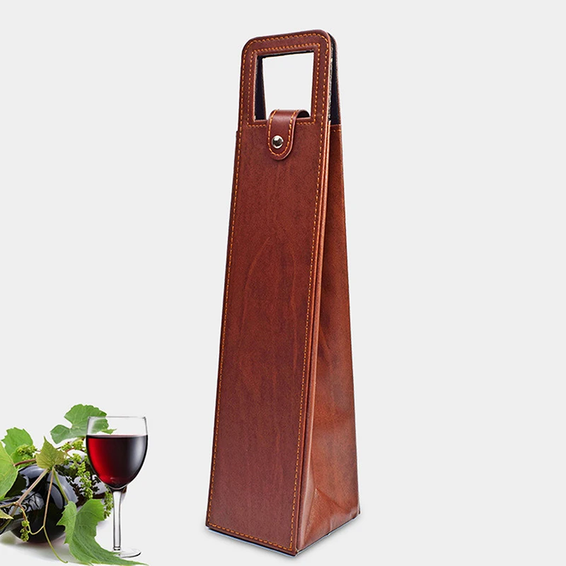 High-Grade PU Leather Wine Gift Box – Elegant Solid Color Single Bottle Carrier Bag for... - SKU LWGB1416 - UGI Packaging