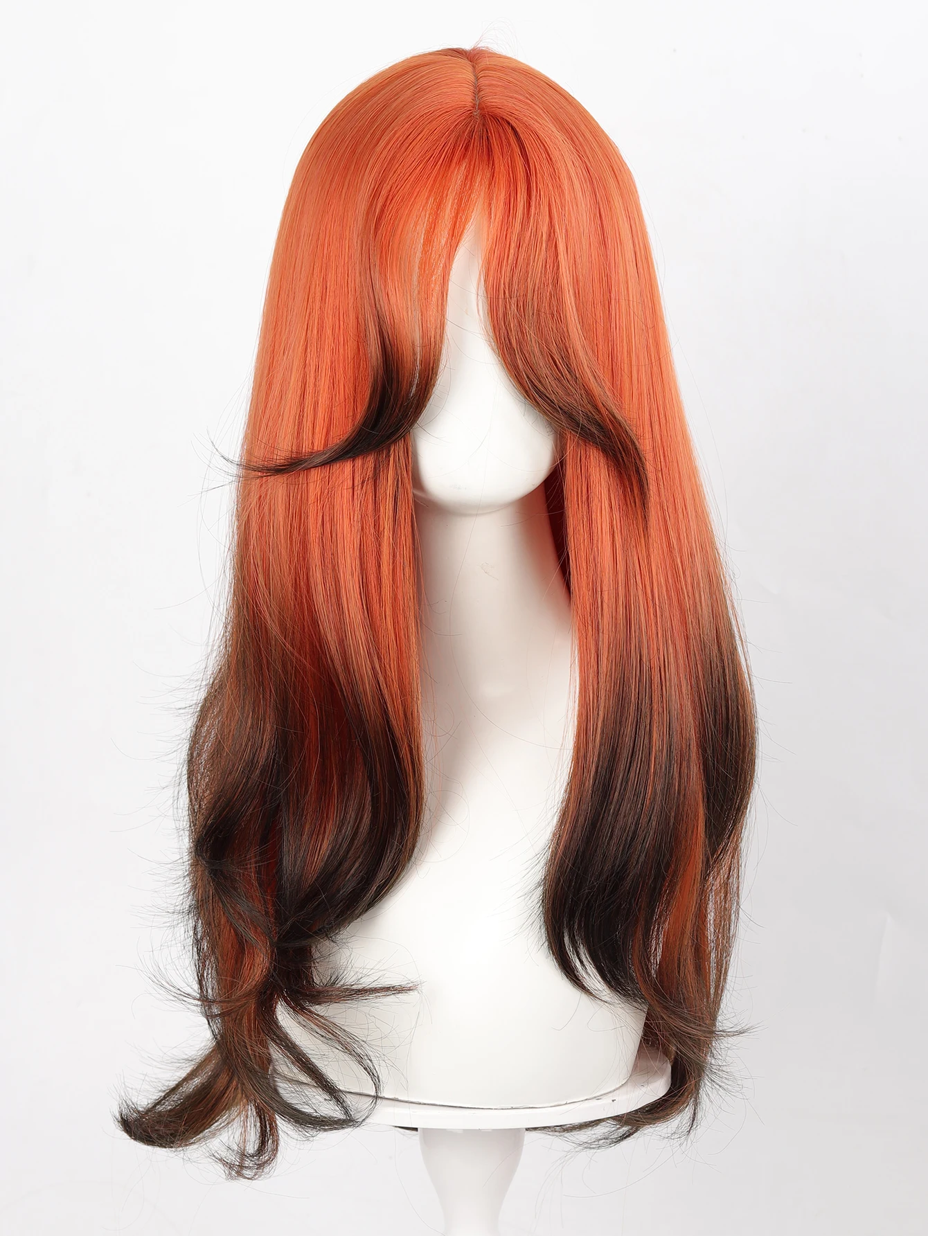 Synthetic Red Brown Black Ombre Wig for Women Cosplay