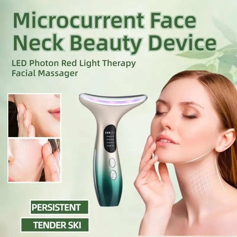 

Microcurrent Face Neck Lift Beauty Led Photon Red Light Therapy Facial Massager Skin Care Anti Wrinkle Double Chin Tightening